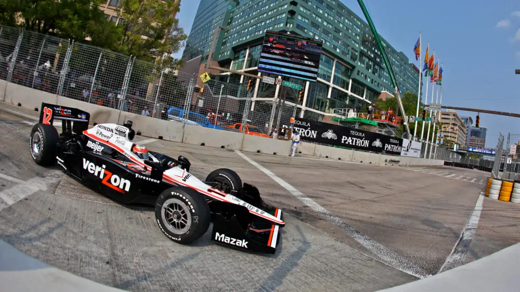 IndyCar driver Will Power driving through the streets in the inaugural Grand Prix of Baltimore