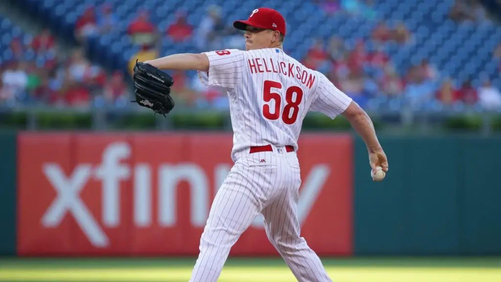 Former Philadelphia Phillies pitcher Jeremy Hellickson throws a pitch during a game against the St. Louis Cardinals