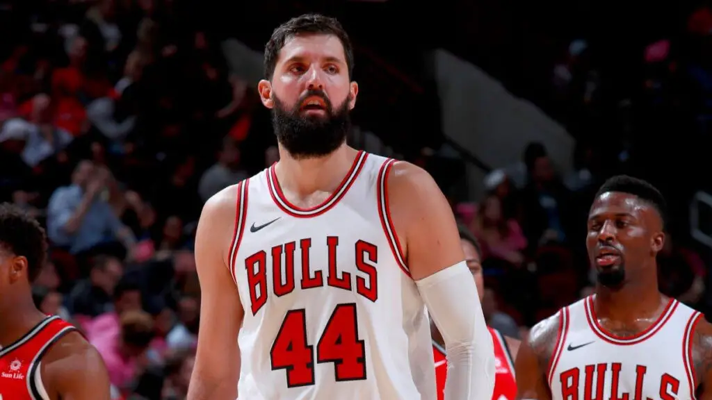 Chicago Bulls player Nikola Mirotic looks on during the game against the Toronto Raptors