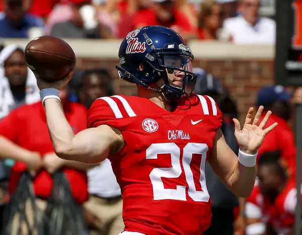 Former Ole Miss Rebels quarterback Shea Patterson warming up before a game (Getty Images)
