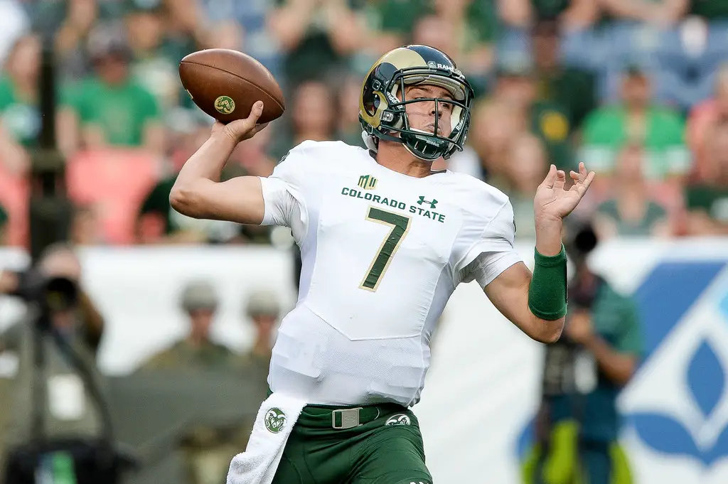 Colorado State Rams quarterback Nick Stevens throwing a pass (Getty Images)