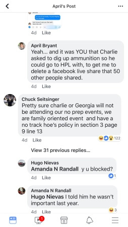 Chuck Seitsinger Facebook comment 