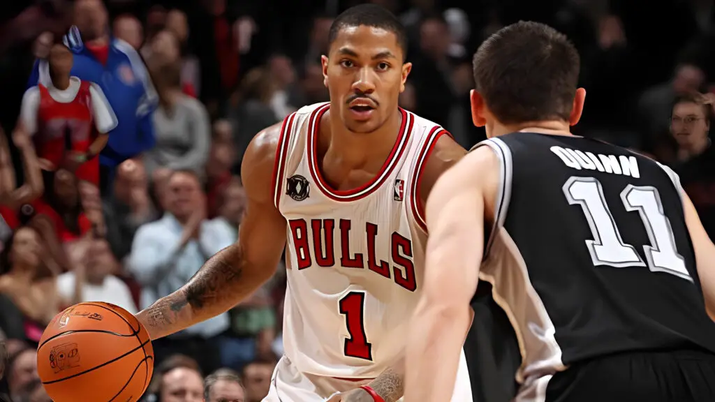 Chicago Bulls guard Derrick Rose handles the ball during the game against the San Antonio Spurs