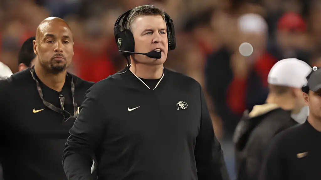 Former Colorado Buffaloes Head coach Mike MacIntyre watches from the sidelines during the college football game against the Arizona Wildcats