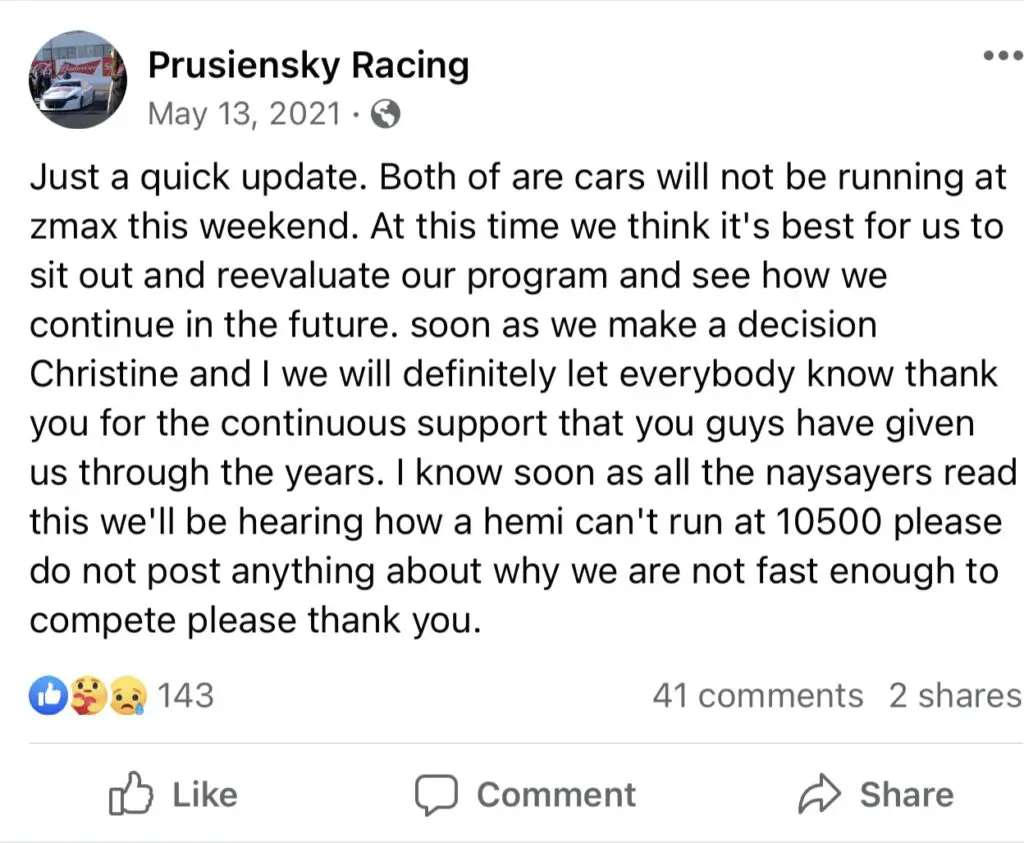 Alan Prusiensky’s Facebook update