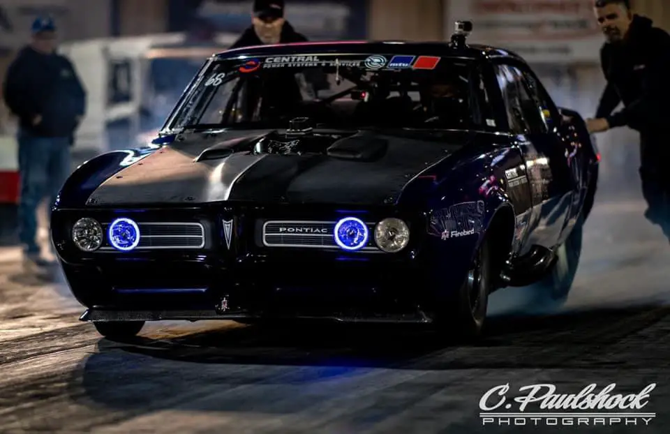 Street Outlaws No Prep Kings competitor Robin Roberts during a burnout at an invitational event