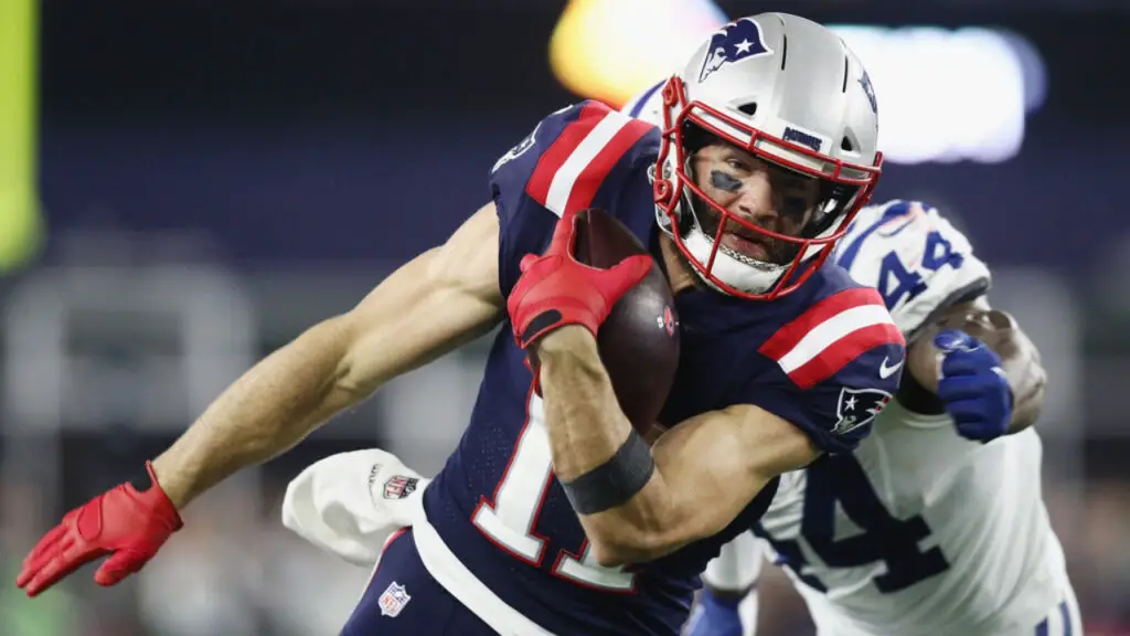 Former New England Patriots wide receiver Julian Edelman makes a reception against the Indianapolis Colts