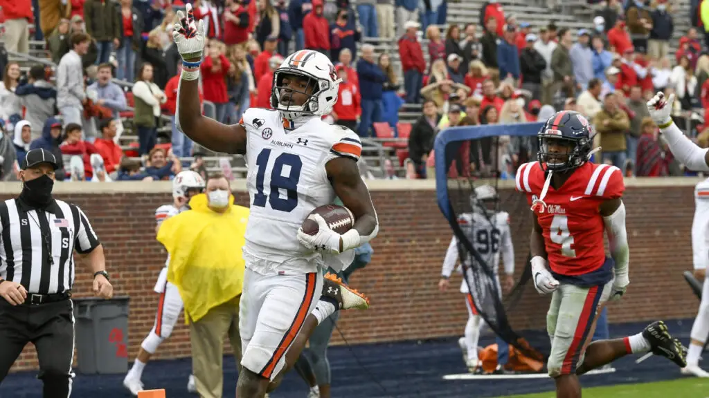 Former Auburn Tigers wide receiver Seth Williams scores a touchdown against the Ole Miss Rebels