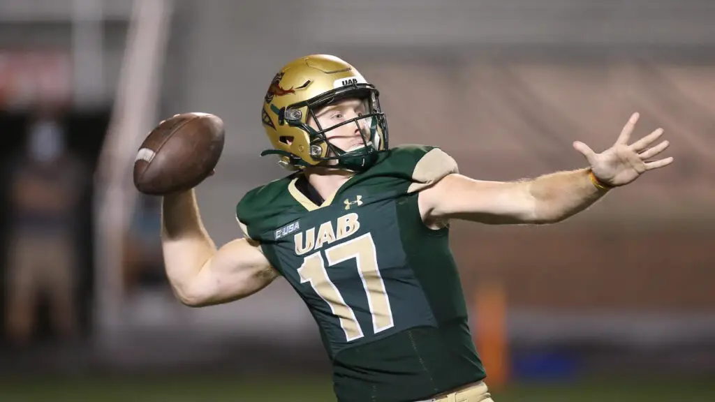 UAB Blazers quarterback Tyler Johnston III attempts to throw a pass in a game