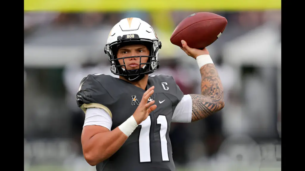 Former UCF Knights quarterback Dillon Gabriel attempts a pass during warmups against Bethune Cookman Wildcats