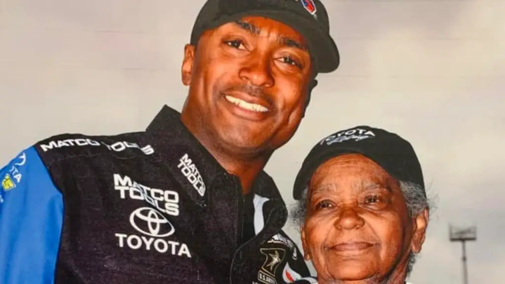 AB Motorsports Top Fuel Dragster driver Antron Brown with his grandmother during happier times