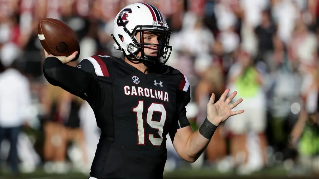 South Carolina Gamecocks quarterback Jake Bentley drops back for a pass against the Texas A&M Aggies