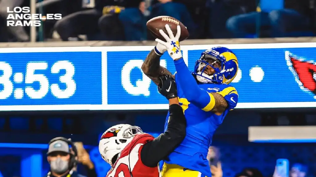 Los Angeles Rams wide receiver Odell Beckham Jr. makes a touchdown reception against the Arizona Cardinals