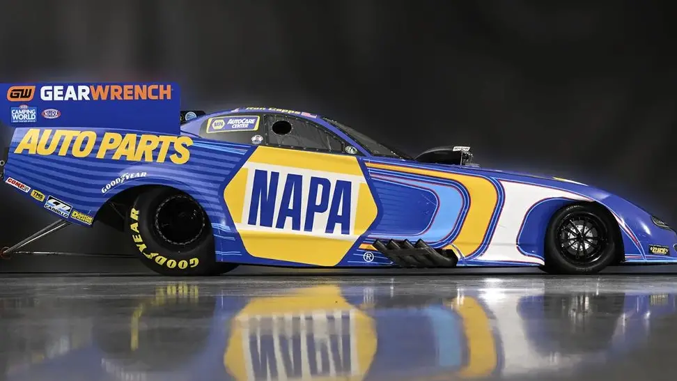 Ron Capps Motorsports driver Ron Capps showcases his new wrap for the 2022 NHRA season
