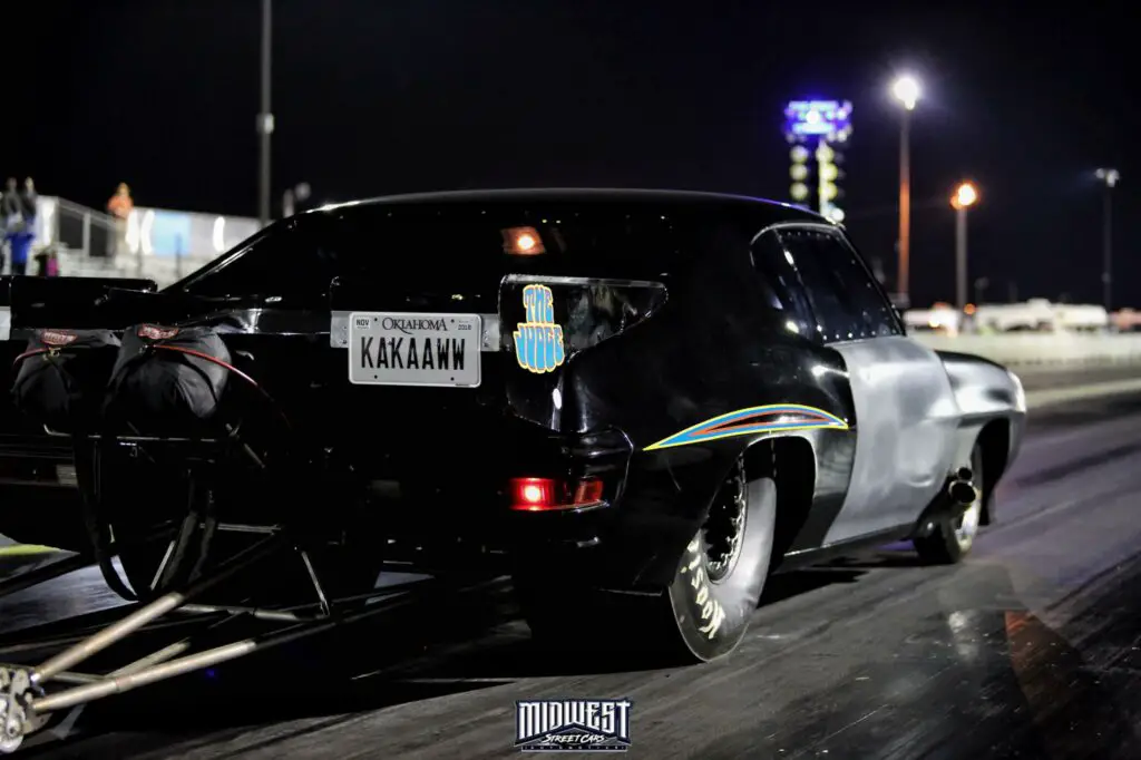 Street Outlaws driver Justin “Big Chief” Shearer preparing to make a pass at an event