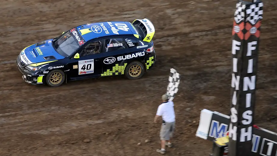 Rally Car driver Dave Mirra competes in the Rally Car Super Rally Final during X Games 16