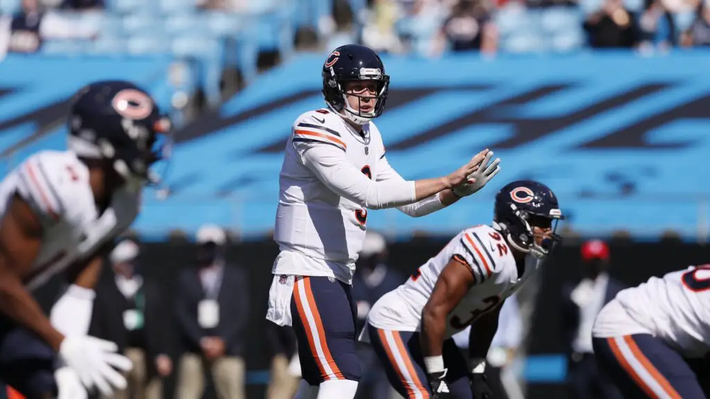 Former Chicago Bears quarterback Nick Foles is calling a play in an NFL game