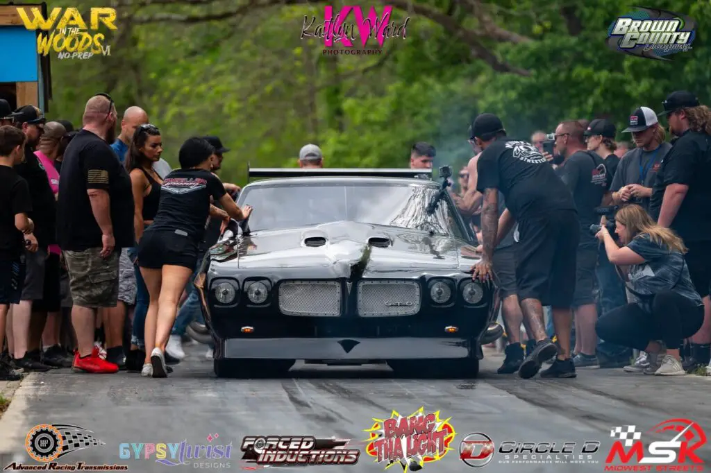 Former Street Outlaws star Justin “Big Chief” Shearer before he makes a pass at the War in the Woods VI No Prep event