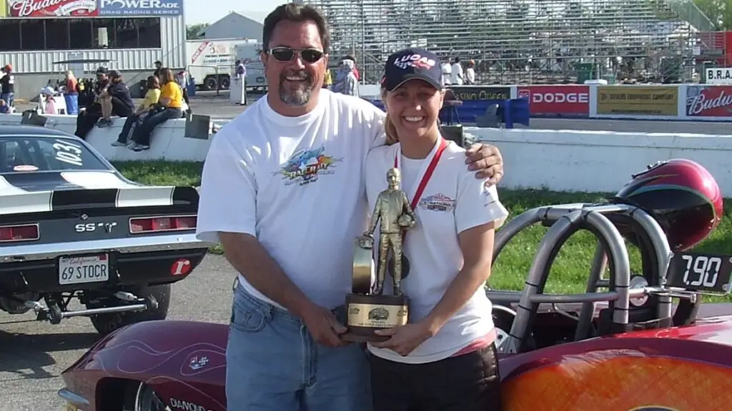 Sportsman drag racer Brina Splingaire following her first win at the O’Reilly NHRA Midwest Nationals