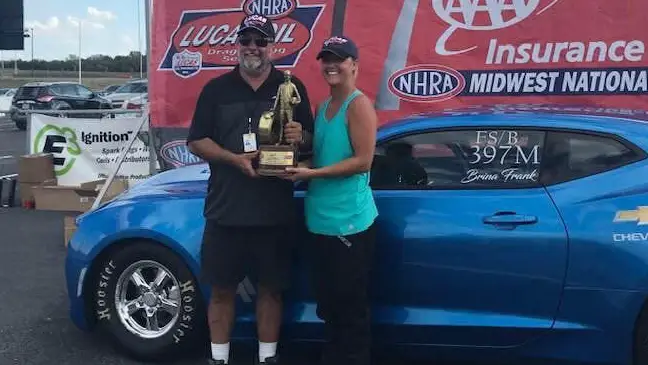 Sportsman drag racer Brina Splingaire wins a Wally at the AAA Insurance NHRA Midwest Nationals at World Wide Technology Raceway at Gateway