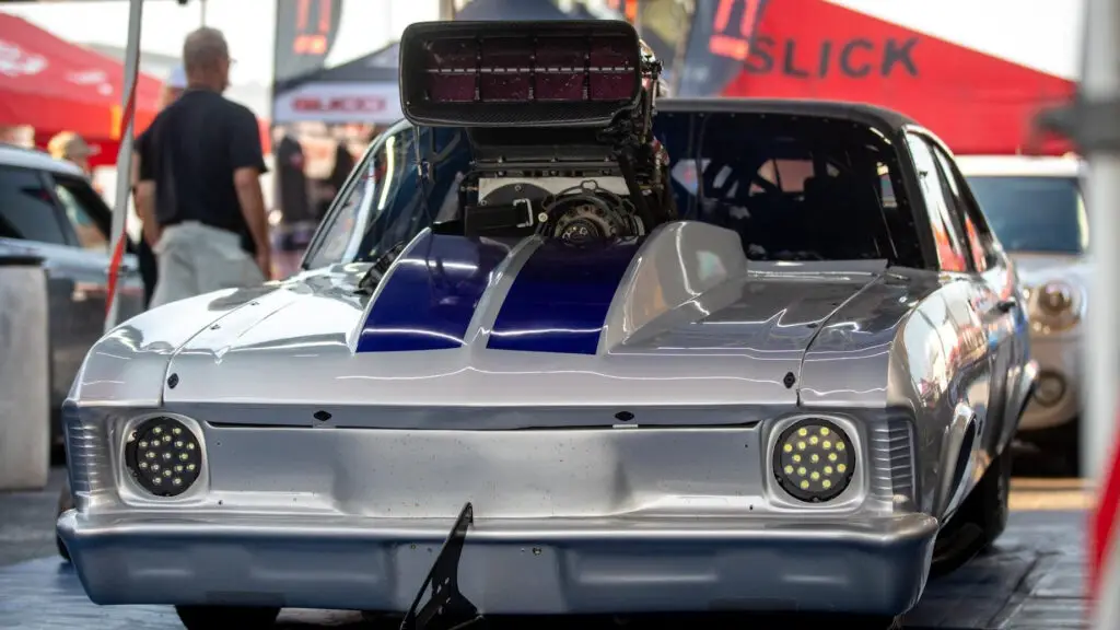 Street Outlaws No Prep Kings star James "Doc" Love's car Heavy Metal in the pits during an event 