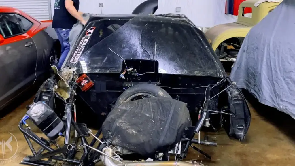 Historic Race Car Shocker after it is being unwrapped by Kye Kelley in a YouTube video