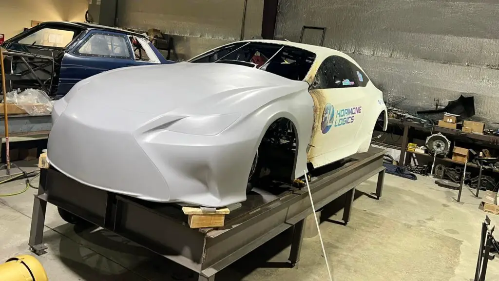 Street Outlaws No Prep Kings star Justin Swanstrom's car Prenup on a table after it was being worked on