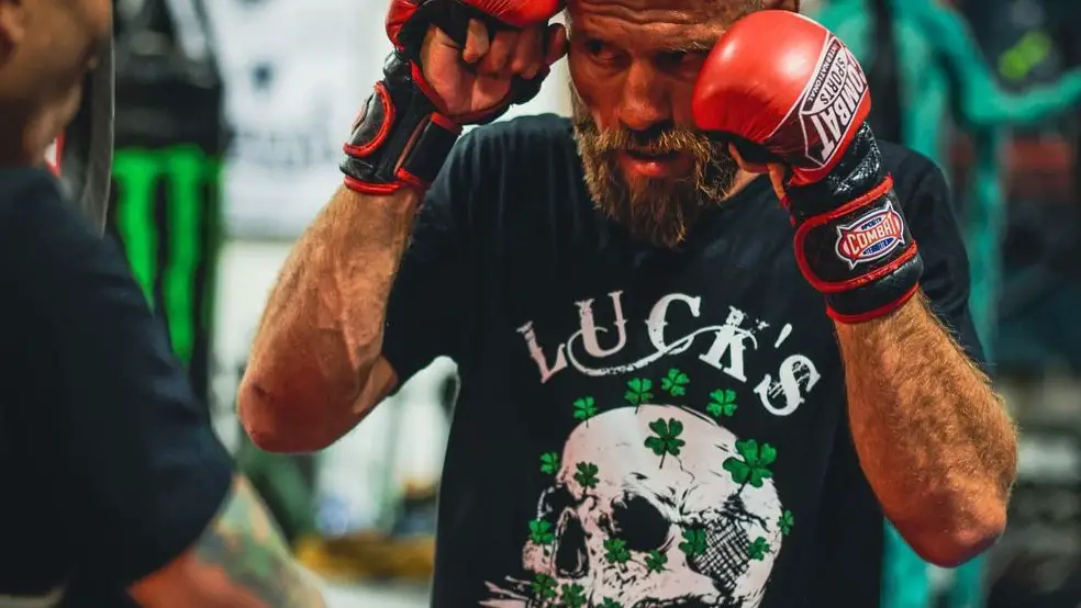 UFC legend Donald Cerrone preparing in the gym before his bout
