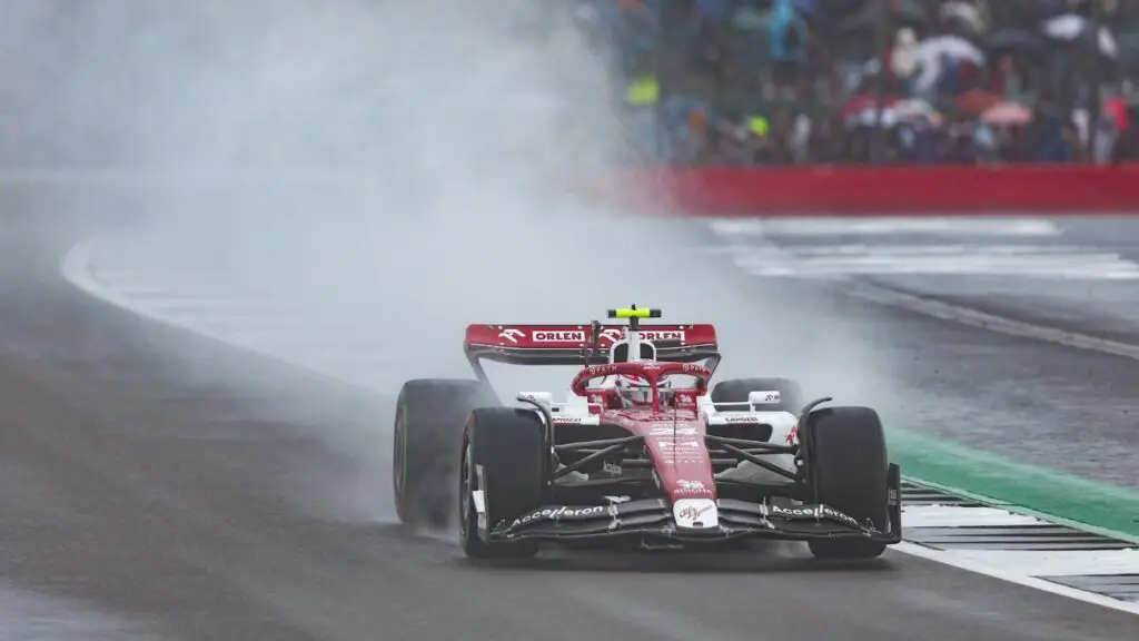 Formula One driver Zhou Guanyu driving on the course of the 2022 British Grand Prix