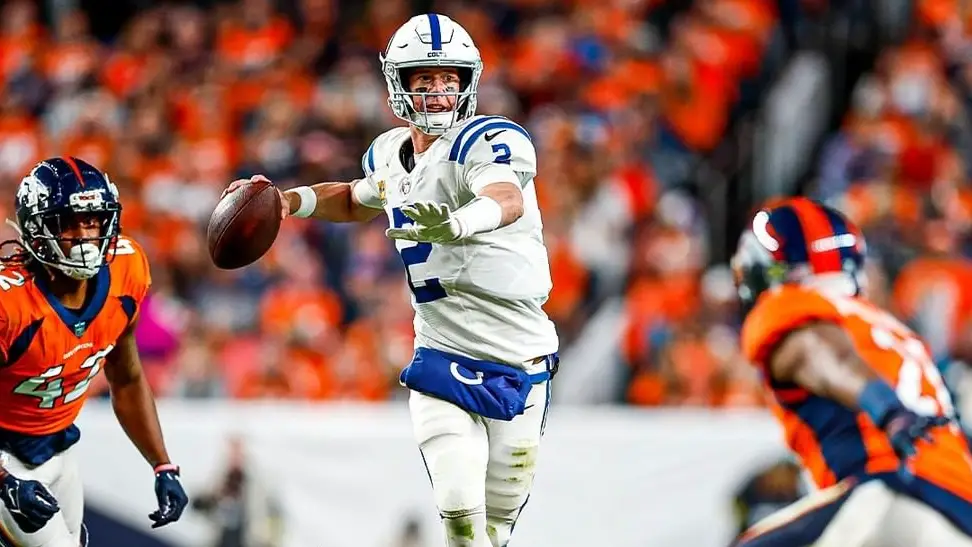 Indianapolis Colts quarterback Matt Ryan attempts to throw the football against the Denver Broncos