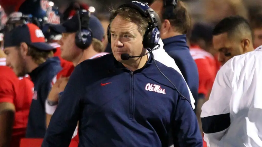 Former Ole Miss Rebels head football coach Houston Nutt looks on against the LSU Tigers