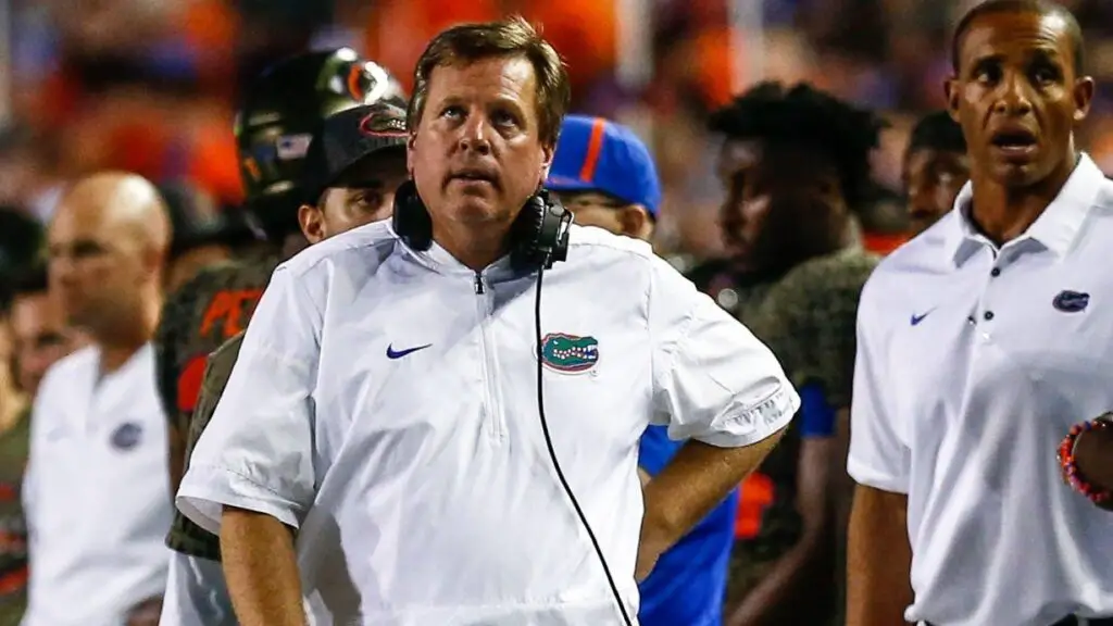 Florida Gators head coach Jim McElwain looks on during the game between the Texas A&M Aggies and the Florida Gators