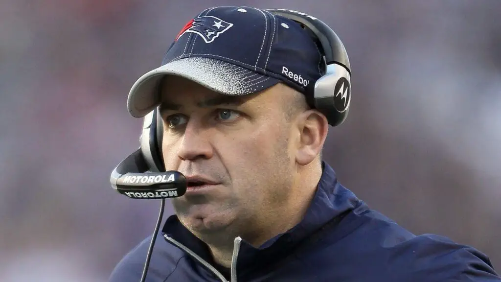 Former New England Patriots offensive coordinator Bill O'Brien looks on from the sideline in the second half against the Buffalo Bills