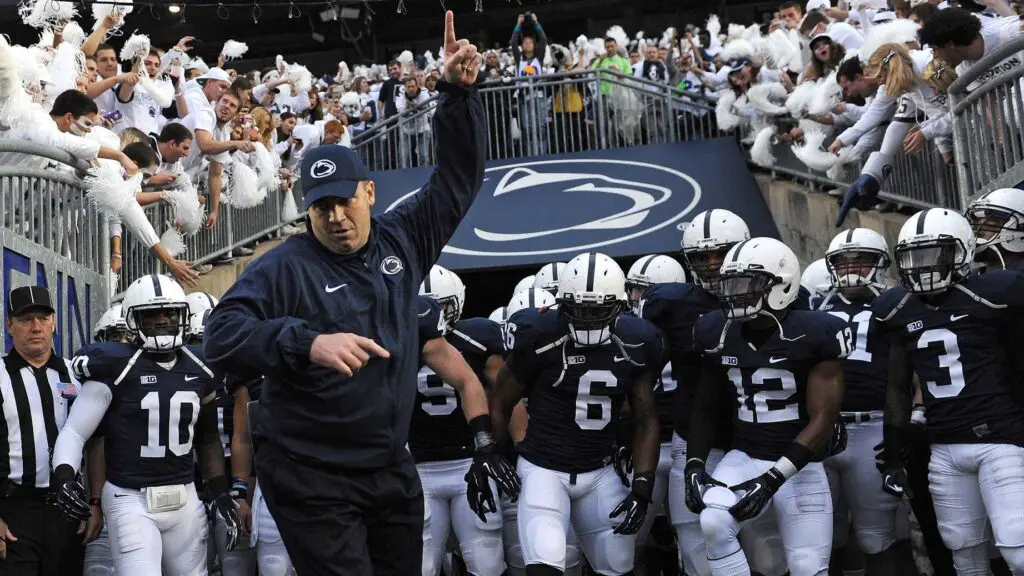 Penn State Nittany Lions head coach Bill O’Brien leads his team onto the field before they play against the Ohio State Buckeyes