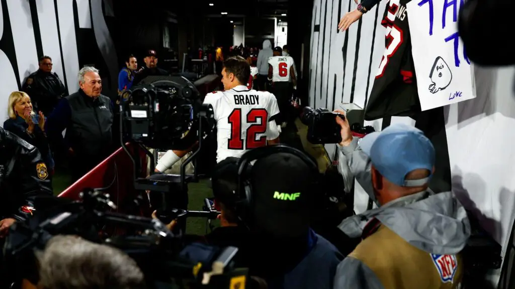 Tampa Bay Buccaneers quarterback Tom Brady exits the field through the tunnel after the NFL Wild Card Playoff Game loss against the Dallas Cowboys