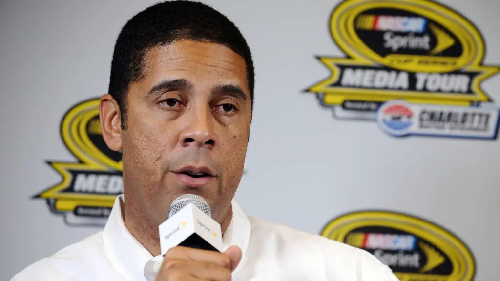 JTG Daugherty Racing co-owner and TV personality Brad Daugherty speaks to the media during the NASCAR Sprint Media Tour