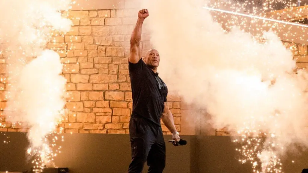 Actor Dwayne Johnson on the set of the Titan Games on Episode 206