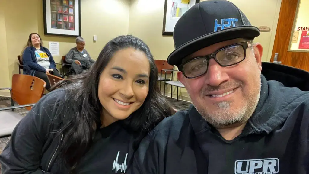 Street Outlaws No Prep Kings star Mike Murillo and his wife Lisa waiting for the drag racer to be taken into the operation room at Foundation Surgical Hospital of San Antonio 
