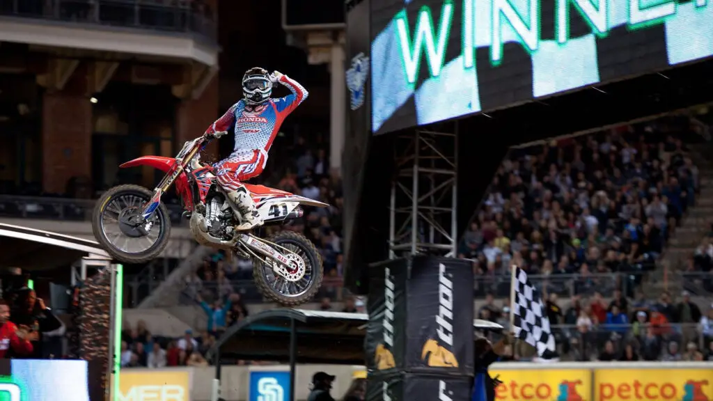 Motocross rider Trey Canard won his second main event of the season at the Monster Energy Supercross