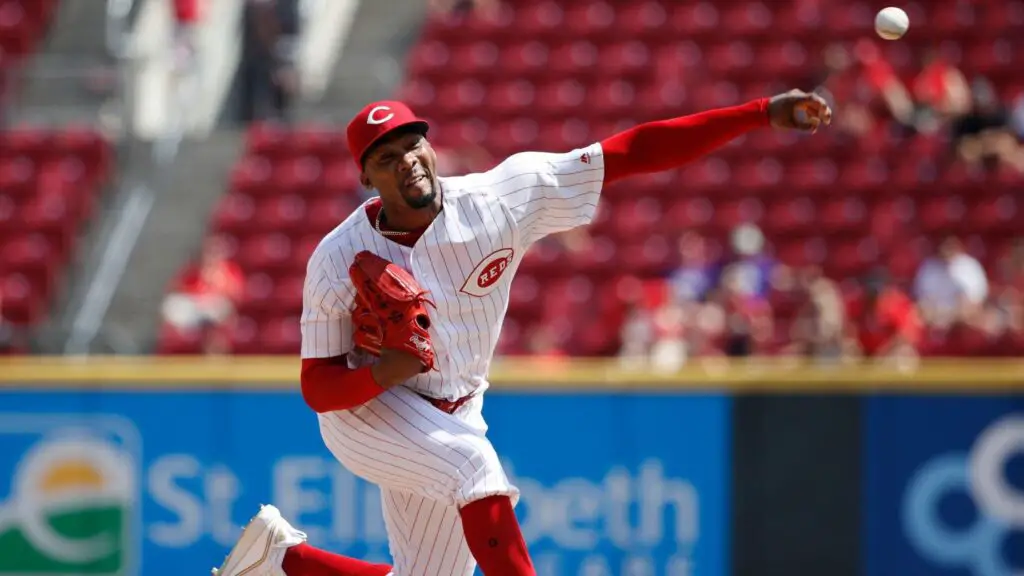 Cincinnati Reds pitcher Amir Garrett pitches in the seventh inning against the Colorado Rockies