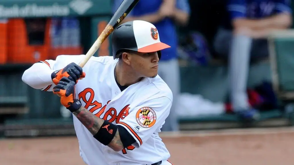 Baltimore Orioles star  Manny Machado bats against the Texas Rangers