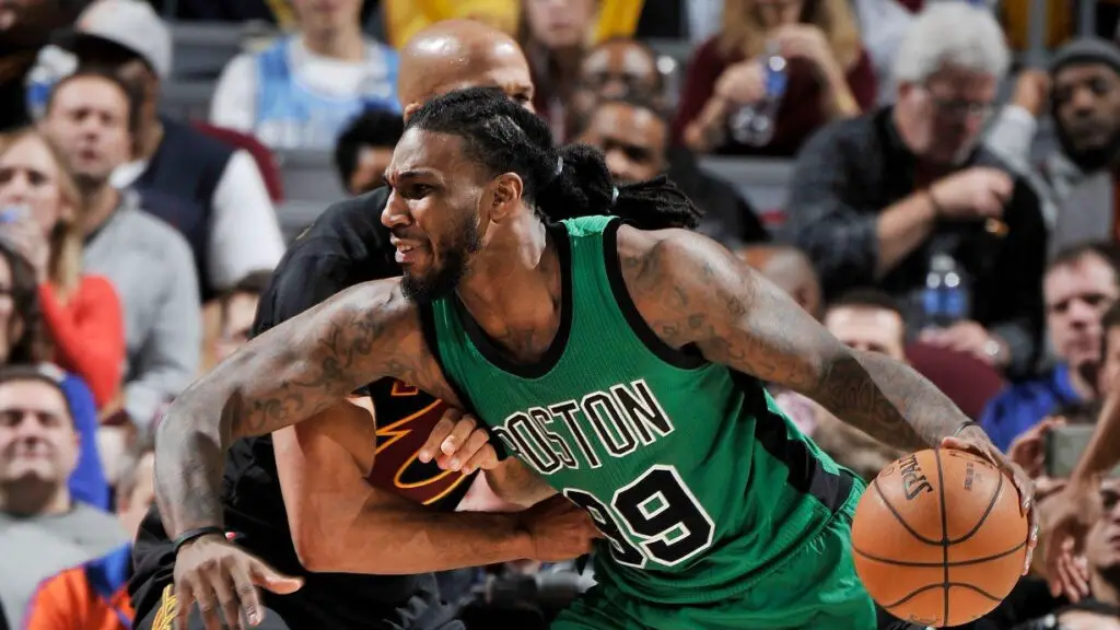 Boston Celtics player Jae Crowder handles the ball during a game against the Cleveland Cavaliers