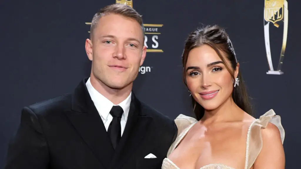 San Francisco 49ers running back Christian McCaffrey and his Sports Illustrated model Olivia Culpo attend the 12th annual NFL Honors