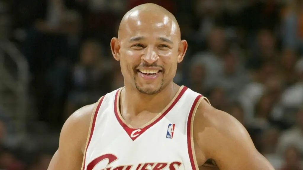 Former Cleveland Cavaliers guard David Wesley smiles before the game against the Portland Trail Blazers