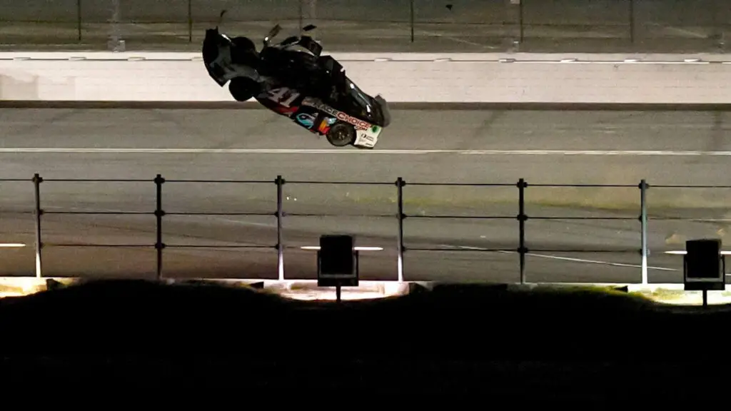 Stewart Haas Racing driver Ryan Preece flips after an on-track incident during the NASCAR Cup Series Coke Zero Sugar 400 at Daytona International Speedway