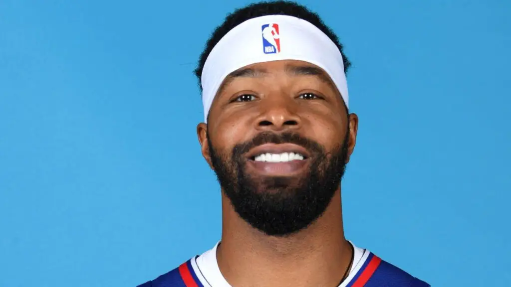 Former Los Angeles Clippers forward Marcus Morris Sr.  poses for a headshot during 2023-24 NBA Media Day
