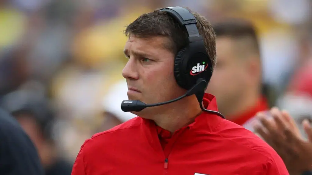 Former Rutgers Scarlet Knights head coach Chris Ash looks on in the first quarter while playing the Michigan Wolverines