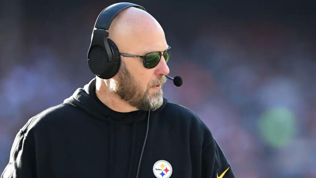 Former Pittsburgh Steelers offensive coordinator Matt Canada looks on in the third quarter against the Cleveland Browns