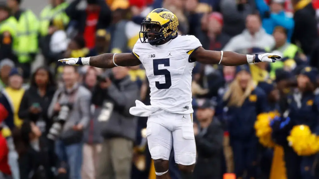 Former Michigan Wolverines defensive back Jabrill Peppers reacts after a missed field goal by the Ohio State Buckeyes during their game