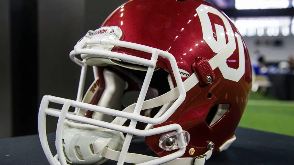 The Oklahoma Sooners helmet during the Big 12 Media Days